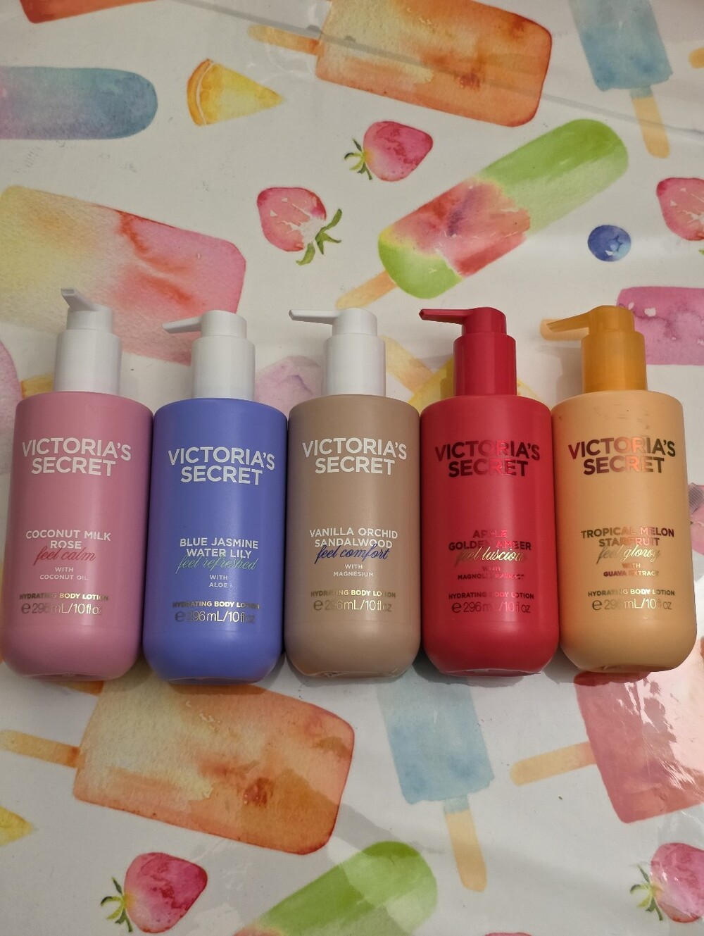 Victoria's Secret Assorted Scented Body Lotions — Pink, Blue, Beige, Red, Orange
